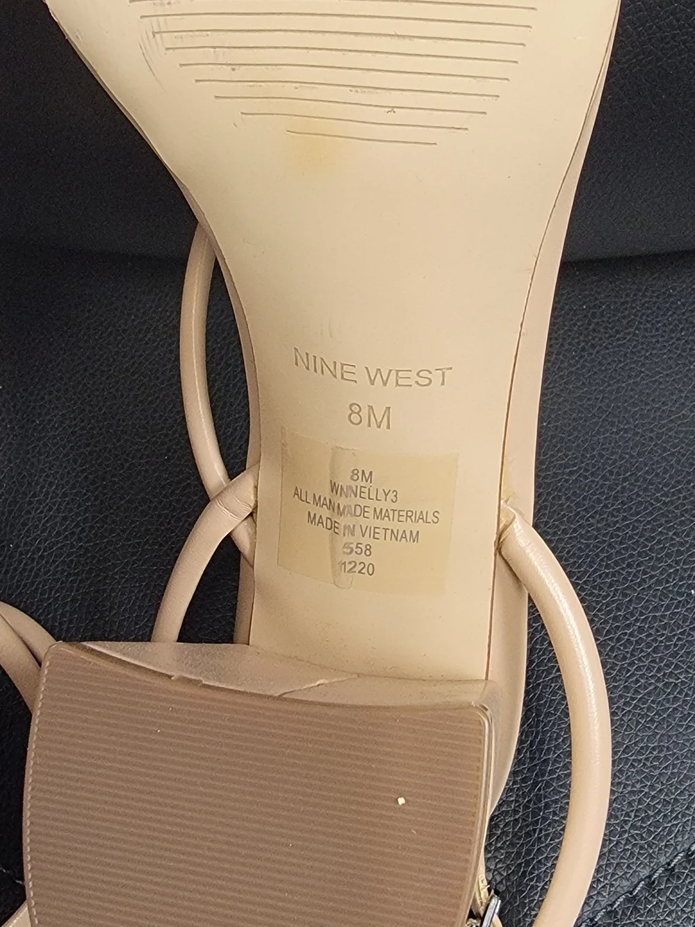 Nine West Beige Strappy Block Heel Sandals